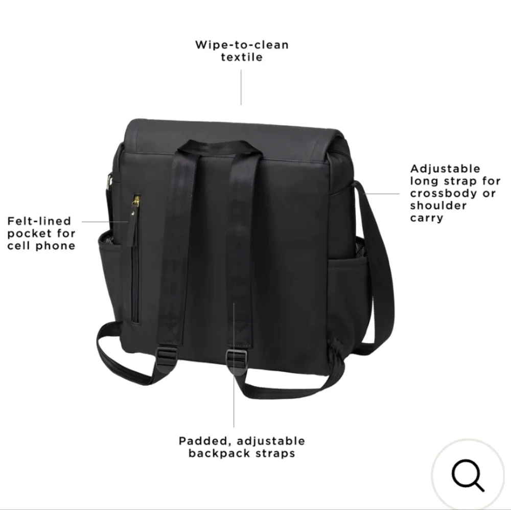 Petunia Pickle Bottom Boxy Backpack In Black‎ Matte Leatherette